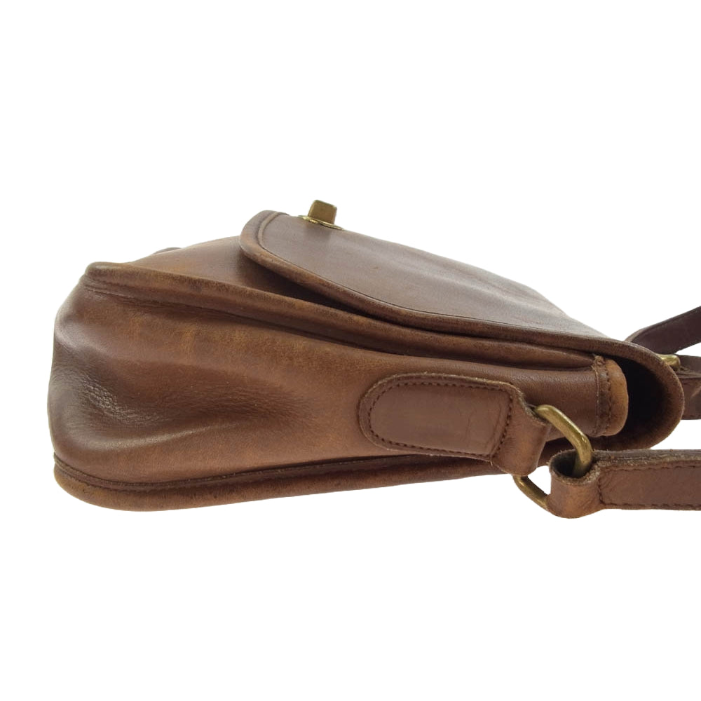COACH コーチ 9790 オールド レザー フラップ ショルダー バッグ ブラウン系【中古】