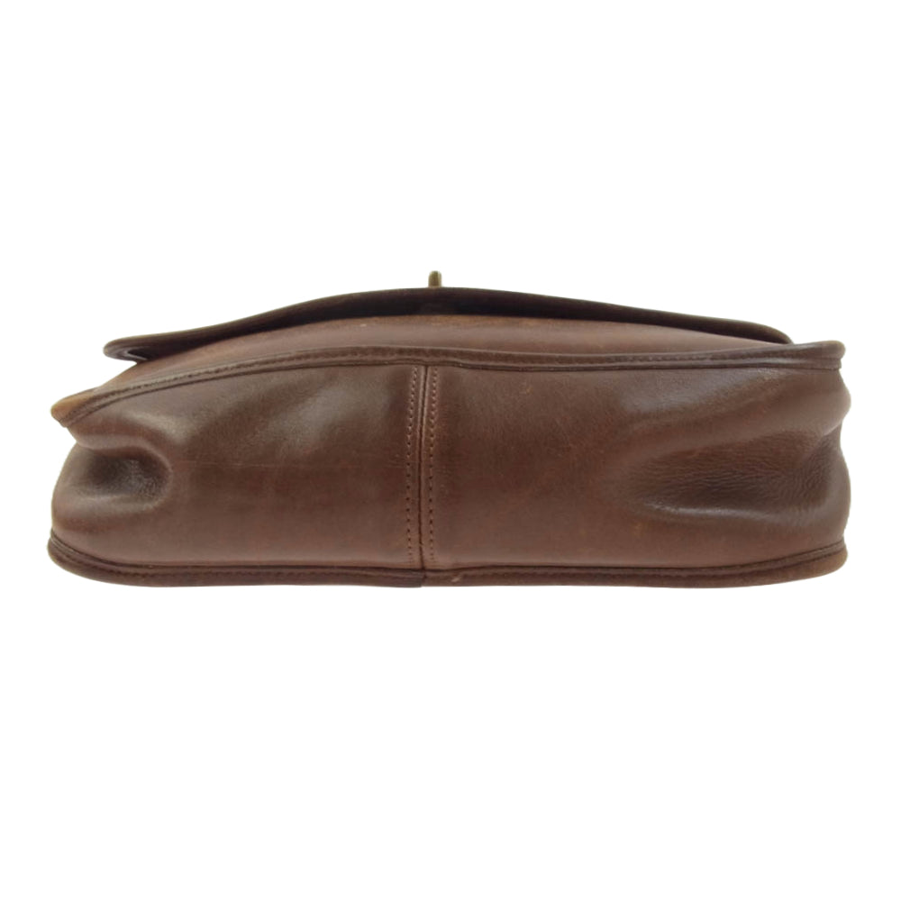 COACH コーチ 9790 オールド レザー フラップ ショルダー バッグ ブラウン系【中古】
