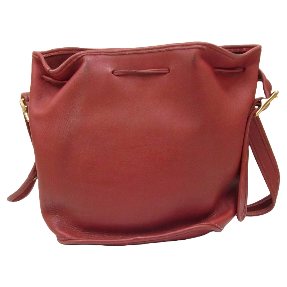 COACH コーチ 9952 オールド 巾着 レザー ショルダー バッグ レッド系【中古】