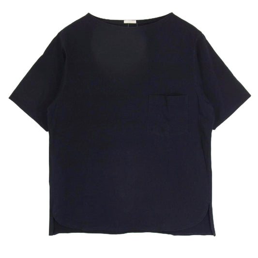 COMOLI コモリ 16SS 101-05005 ボートネック ポケット付き 半袖 Tシャツ ネイビー系 1【中古】