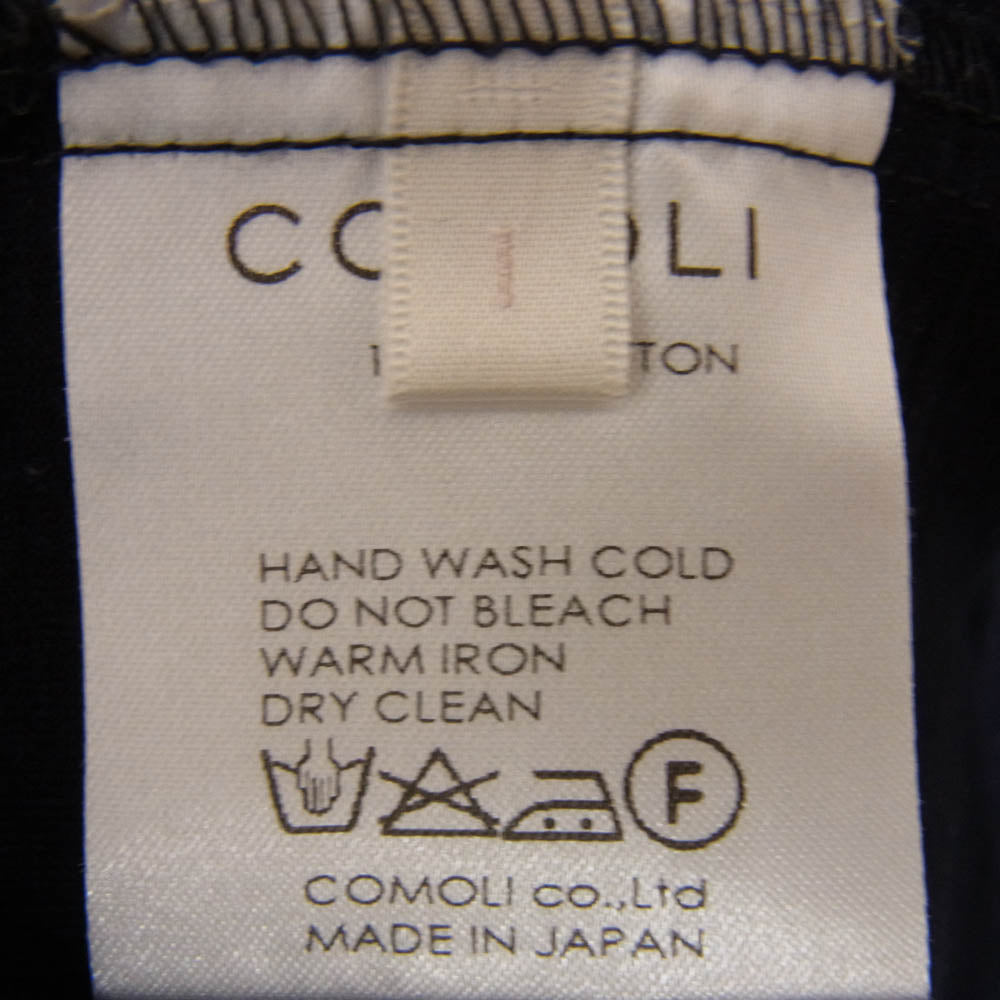 COMOLI コモリ 16SS 101-05005 ボートネック ポケット付き 半袖 Tシャツ ネイビー系 1【中古】
