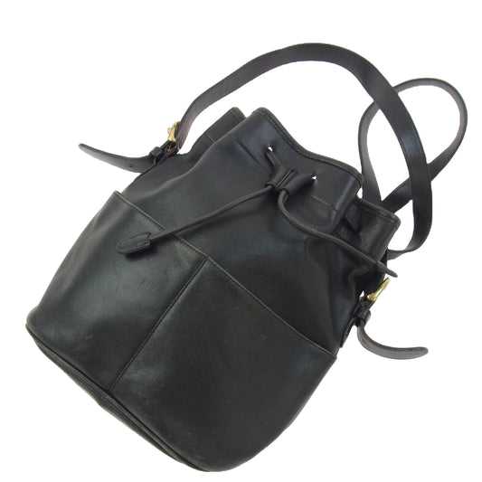 COACH コーチ 4151 オールド 巾着 レザー ショルダー バッグ ブラック ブラック系【中古】