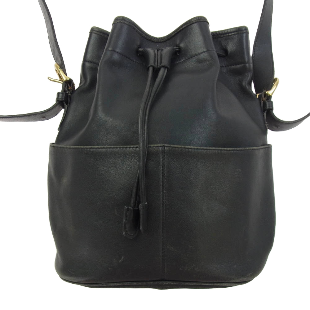 COACH コーチ 4151 オールド 巾着 レザー ショルダー バッグ ブラック ブラック系【中古】