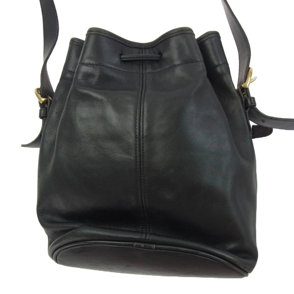 COACH コーチ 4151 オールド 巾着 レザー ショルダー バッグ ブラック ブラック系【中古】