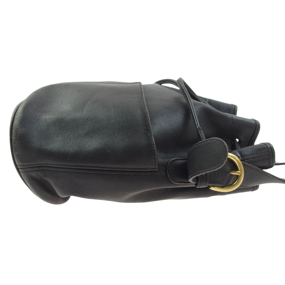 COACH コーチ 4151 オールド 巾着 レザー ショルダー バッグ ブラック ブラック系【中古】