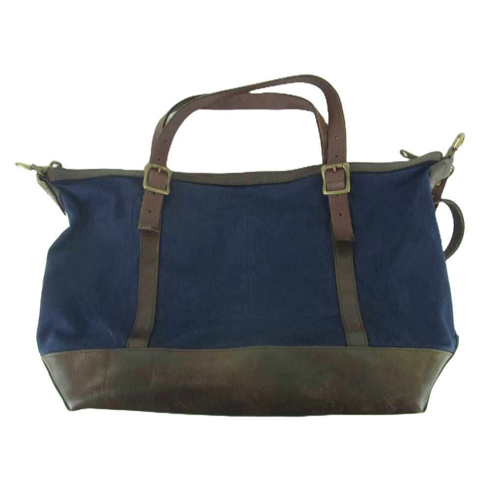 VASCO ヴァスコ WASTE(TWICE) ウエストトゥワイス キャンバス レザー 2WAY トート ショルダー バッグ ダークネイビー系 ブラウン系【中古】