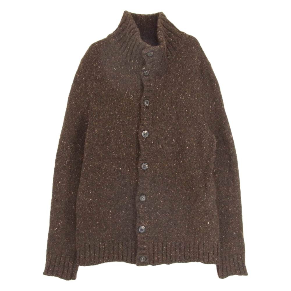 MAISON MARTIN MARGIELA メゾンマルタンマルジェラ 11AW S30HA0431 イタリア製 10ライン 四つタグ スタンドカラー モヘヤアンゴラ混ウール ミックスニット カーディガン ブラウン系 S【中古】