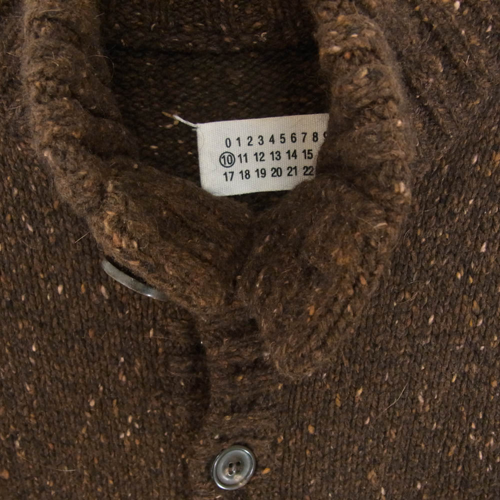 MAISON MARTIN MARGIELA メゾンマルタンマルジェラ 11AW S30HA0431 イタリア製 10ライン 四つタグ スタンドカラー モヘヤアンゴラ混ウール ミックスニット カーディガン ブラウン系 S【中古】