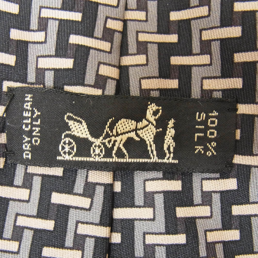 HERMES エルメス シルク100％ ネクタイ ブラック系【中古】