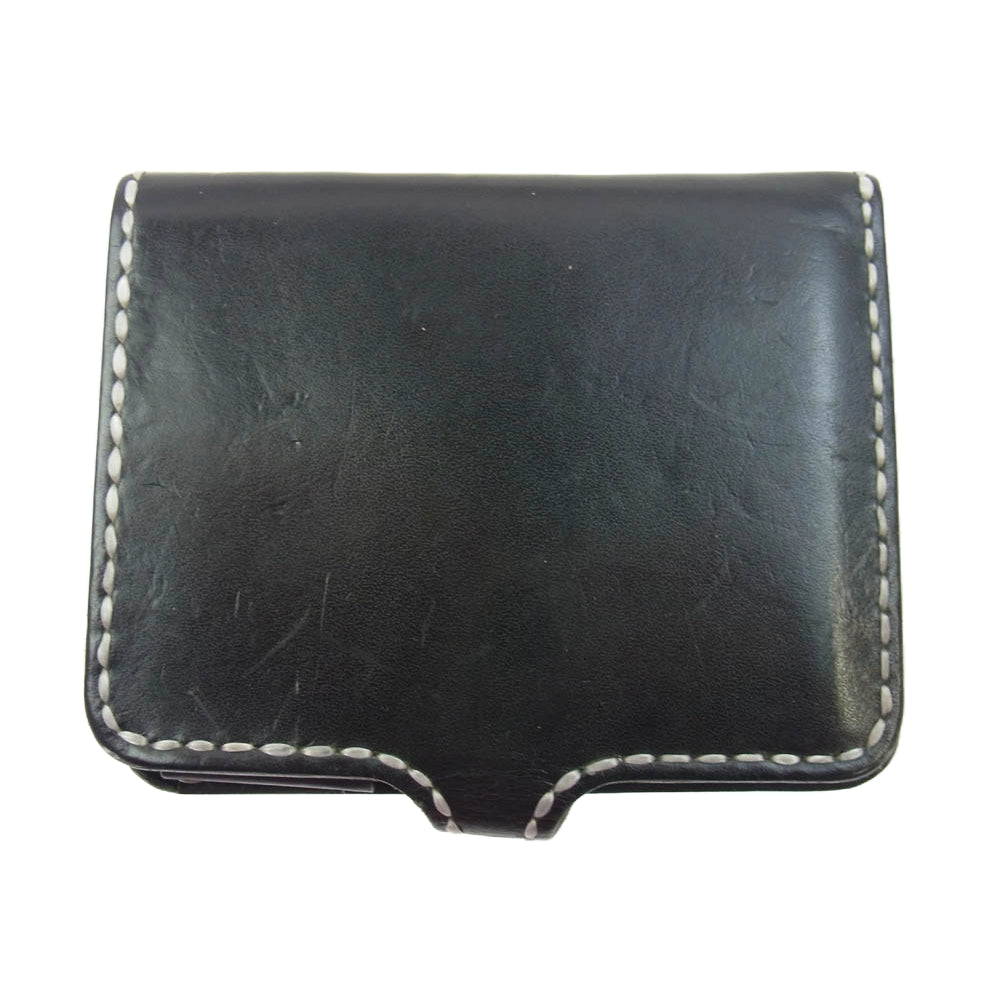 サムライクラフト レザー コンチョ 二つ折り 財布 ウォレット ブラック系【中古】