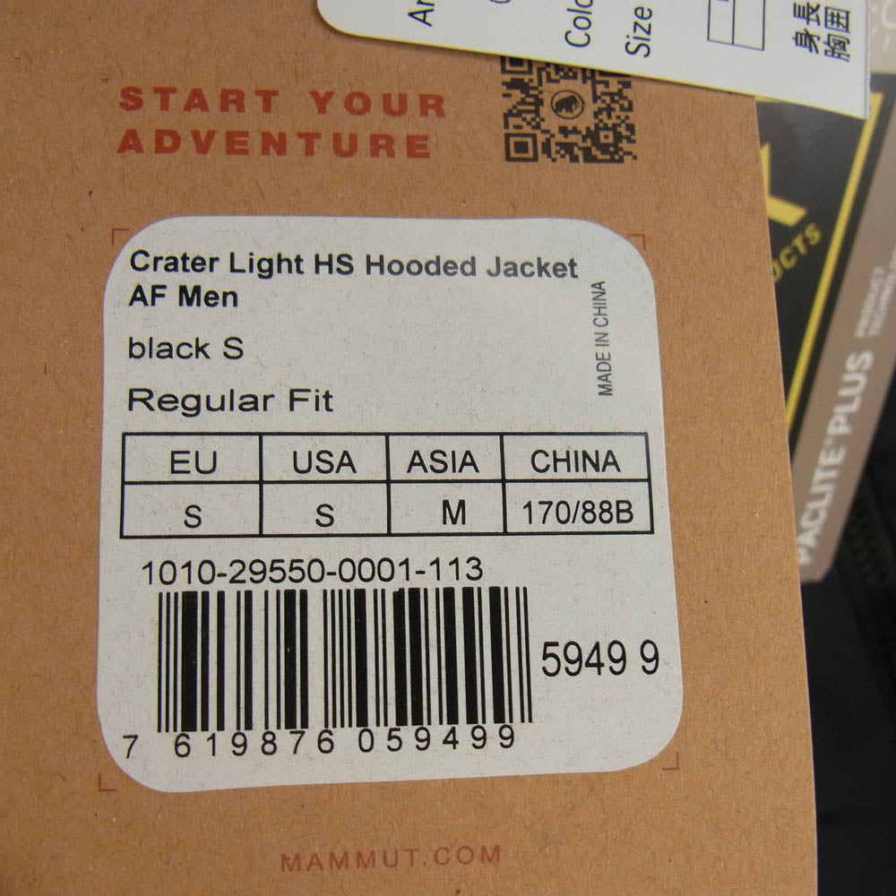 Mammut マムート 1010-29550 Crater Light Hooded Jacket GORE-TEX クレーターライトハードシェルフードジャケット ゴアテックス ブラック系 M【新古品】【未使用】【中古】