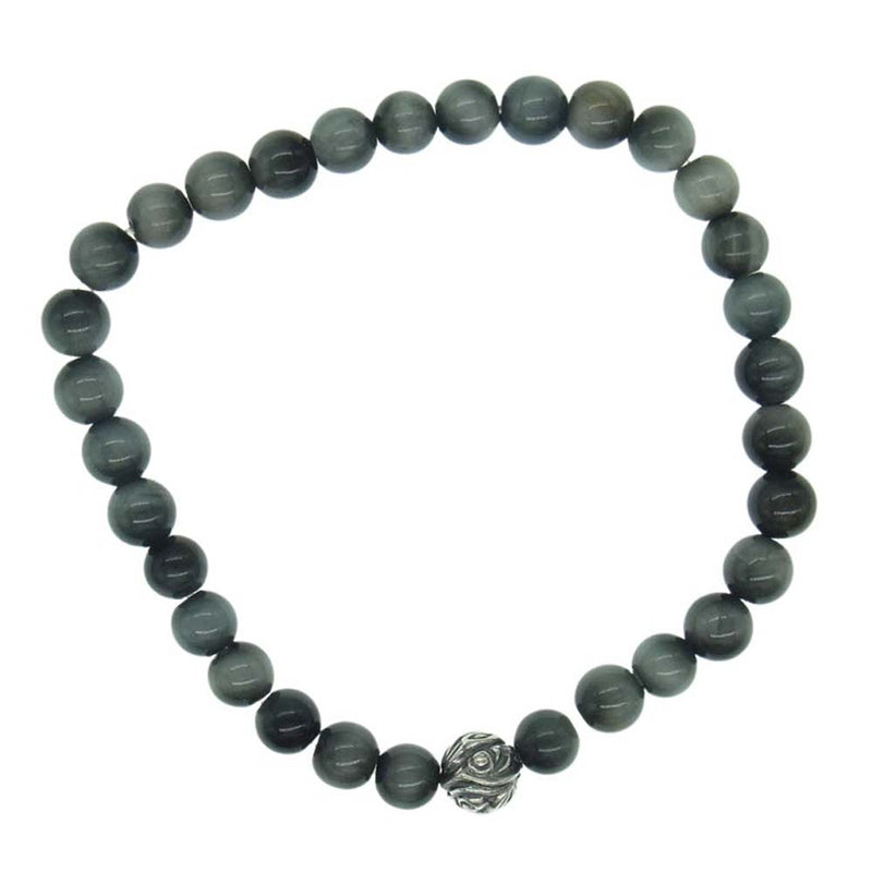 LONE ONES ロンワンズ MFSB-0003S-EE-M 販売証明カード付属 エンボスド ネスト ビード S イーグルアイ 6mm ブレスレット M グレー系 シルバー系【中古】