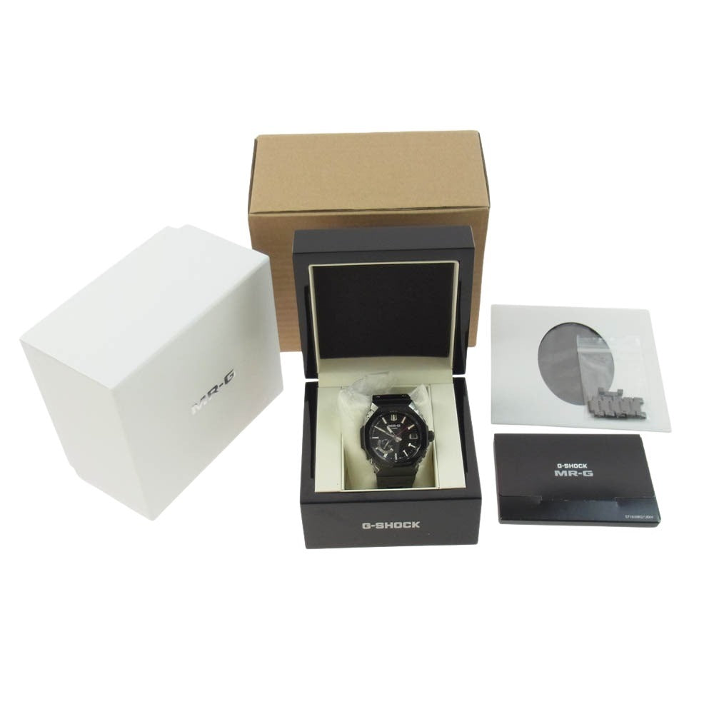 CASIO G-SHOCK カシオ ジーショック MRG-B2100B-1AJR MR-G 木組 ソーラー 電波 クォーツ Bluetooth ブラック系【極上美品】【中古】