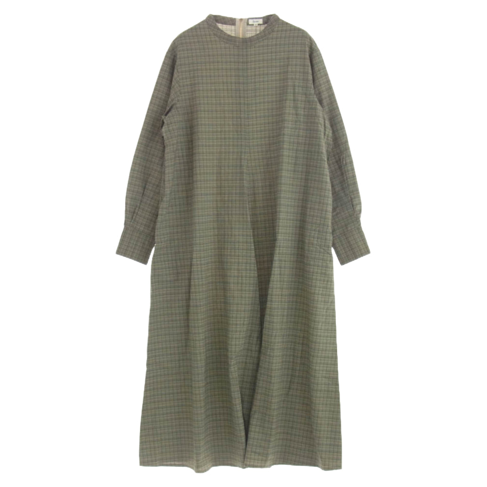 Scye サイ 1221-01002 チェック ロング ワンピース グリーン系 38【美品】【中古】