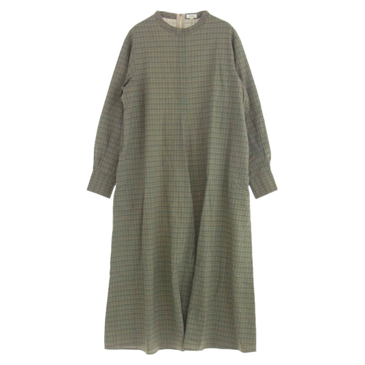 Scye サイ 1221-01002 チェック ロング ワンピース グリーン系 38【美品】【中古】