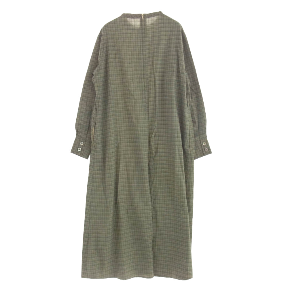 Scye サイ 1221-01002 チェック ロング ワンピース グリーン系 38【美品】【中古】