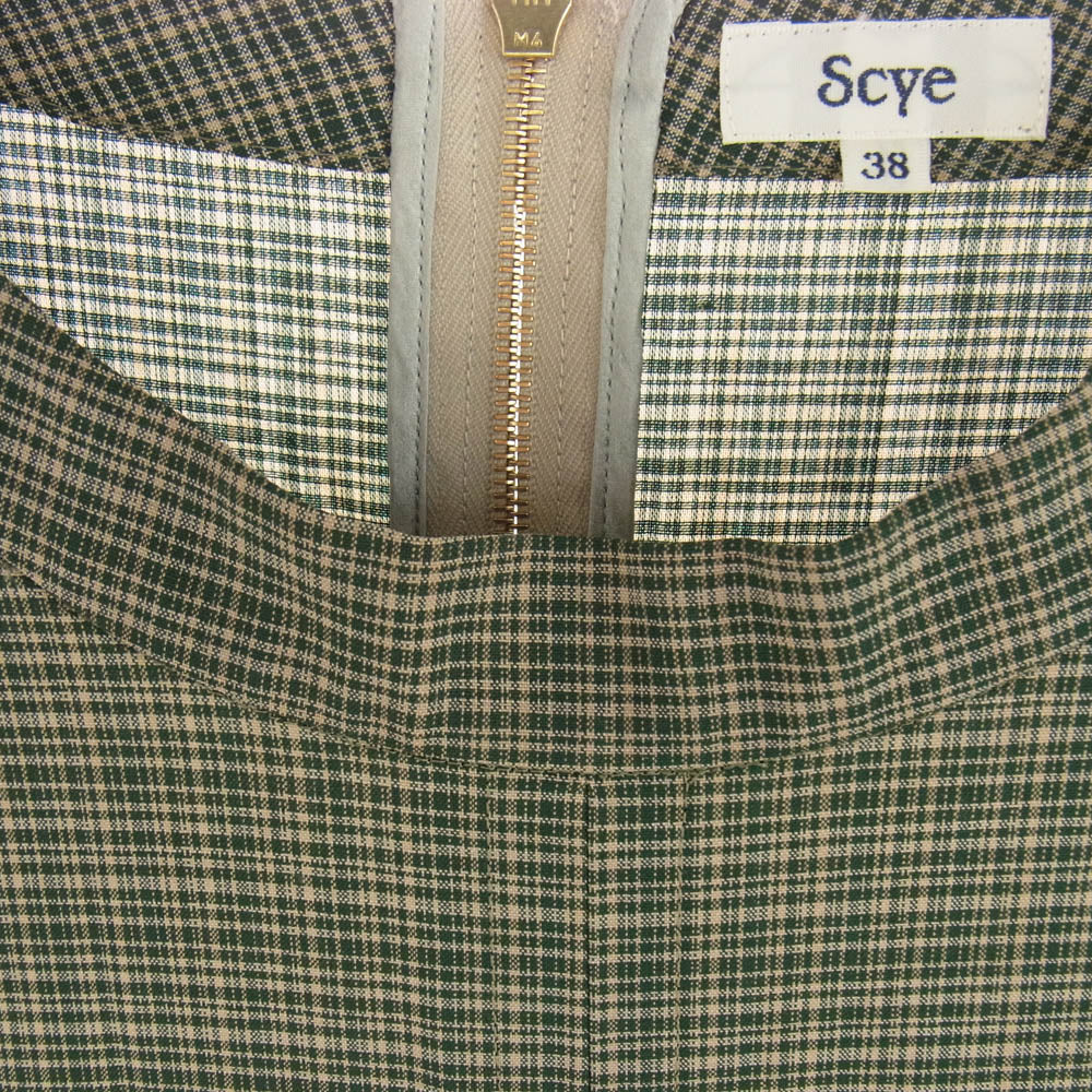 Scye サイ 1221-01002 チェック ロング ワンピース グリーン系 38【美品】【中古】