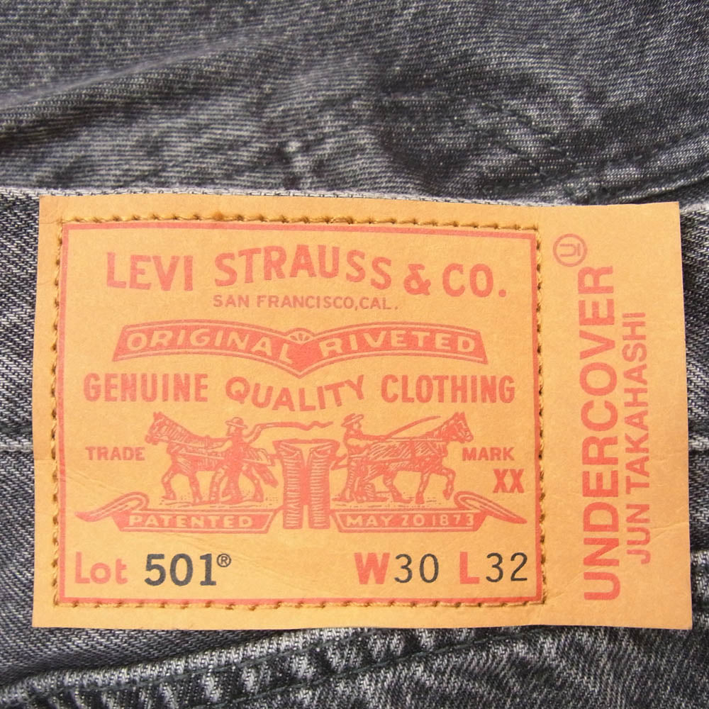UNDERCOVER アンダーカバー 25SS UC1E9501 × LEVI'S リーバイス 501 JEANS ストレート デニム パンツ ボタンフライ サイド刺繡 ブラック系 30【新古品】【未使用】【中古】