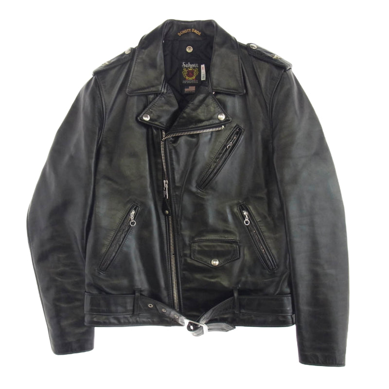 schott ショット 7416 613UHT HORSEHIDE ONE STAR TALL ホースハイド ワンスタートール 馬革 ダブル ライダースジャケット ブラック系 38【中古】