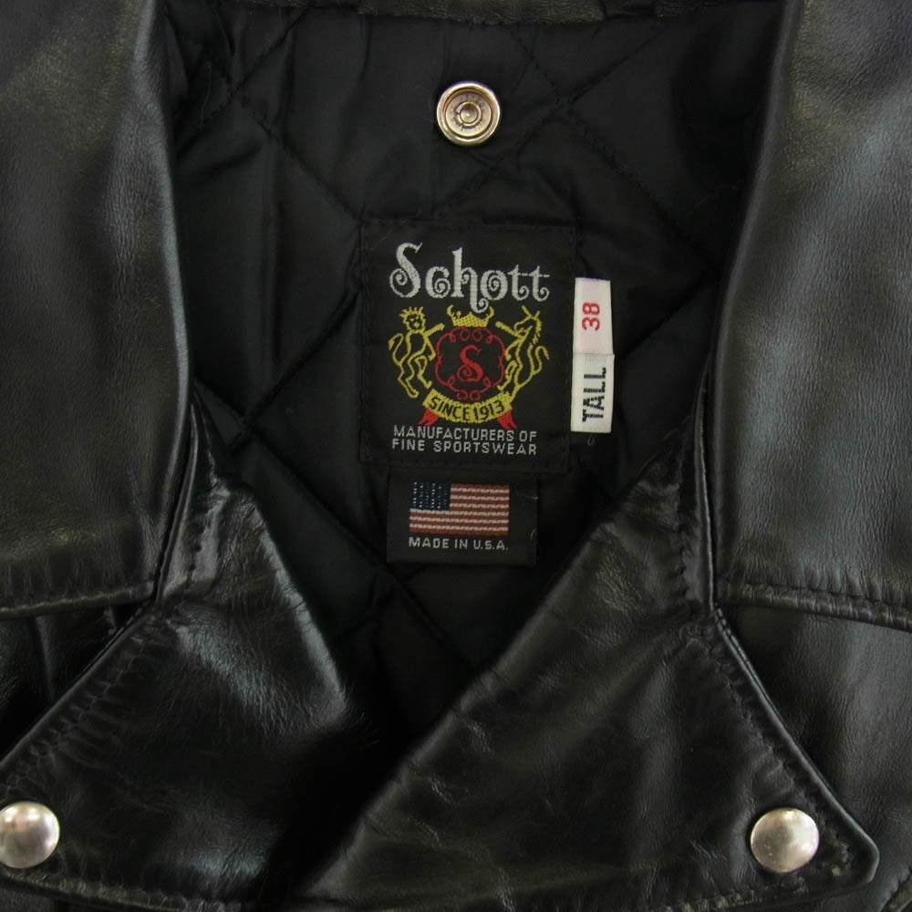 schott ショット 7416 613UHT HORSEHIDE ONE STAR TALL ホースハイド ワンスタートール 馬革 ダブル ライダースジャケット ブラック系 38【中古】