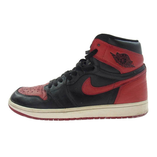 NIKE ナイキ 555088-001 フェイクバスターズ鑑定済 Air Jordan 1 Retro High OG Bred Banned (2016) エアジョーダン 1 レトロ ハイ OG ブレッド バンド スニーカー ブラック系 レッド系 27.5cm【中古】