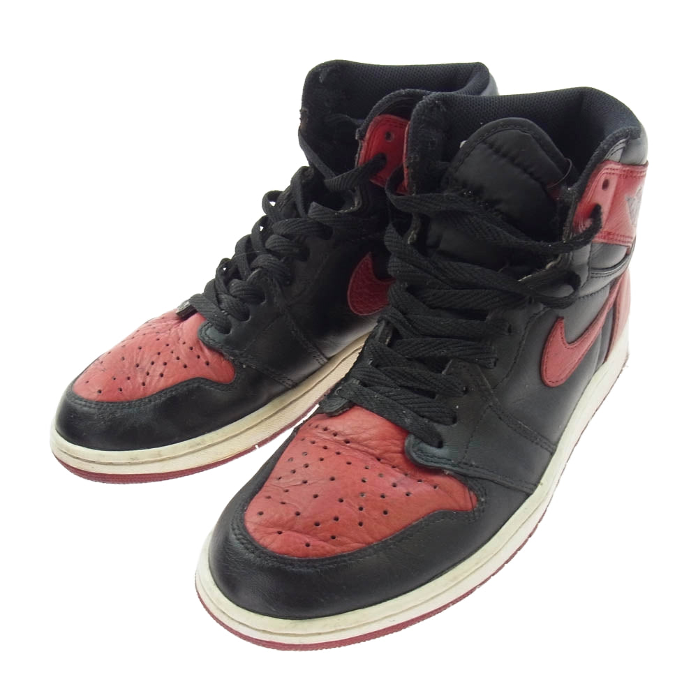 NIKE ナイキ 555088-001 フェイクバスターズ鑑定済 Air Jordan 1 Retro High OG Bred Banned (2016) エアジョーダン 1 レトロ ハイ OG ブレッド バンド スニーカー ブラック系 レッド系 27.5cm【中古】