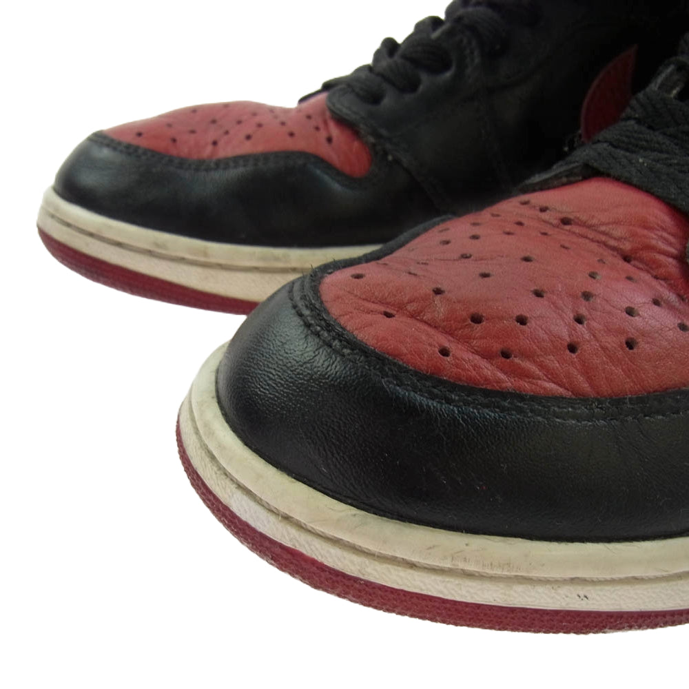 NIKE ナイキ 555088-001 フェイクバスターズ鑑定済 Air Jordan 1 Retro High OG Bred Banned (2016) エアジョーダン 1 レトロ ハイ OG ブレッド バンド スニーカー ブラック系 レッド系 27.5cm【中古】