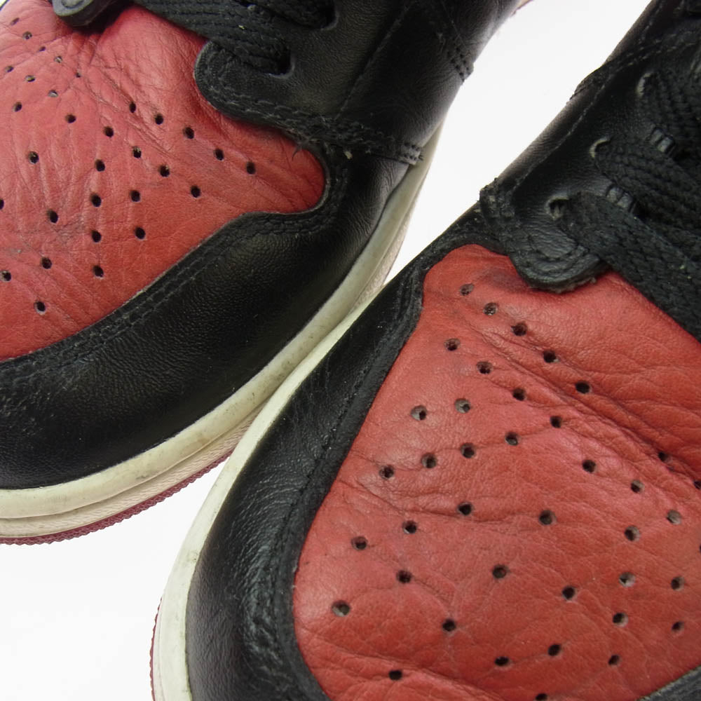NIKE ナイキ 555088-001 フェイクバスターズ鑑定済 Air Jordan 1 Retro High OG Bred Banned (2016) エアジョーダン 1 レトロ ハイ OG ブレッド バンド スニーカー ブラック系 レッド系 27.5cm【中古】