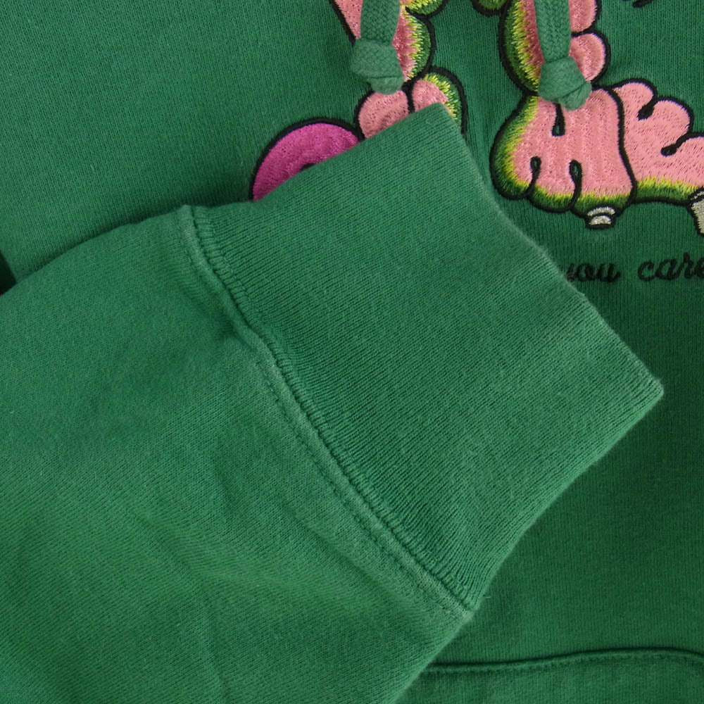 Supreme シュプリーム 21SS Don't Care Hooded Sweatshirt プルオーバー フーデッド スウェット シャツ パーカー グリーン系 S【中古】