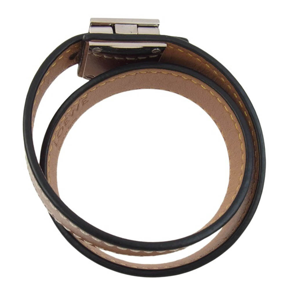LOEWE ロエベ ダブル レザー ブレスレット ブラウン系【中古】