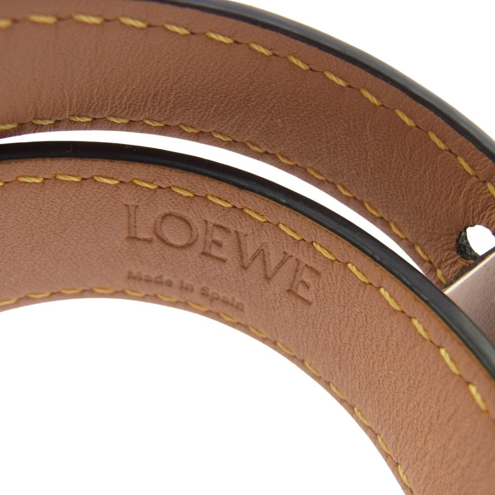 LOEWE ブラウンレザー ブレスレット LOEWE ロエベ ダブル レザー ブレスレット ブラウン系【中古