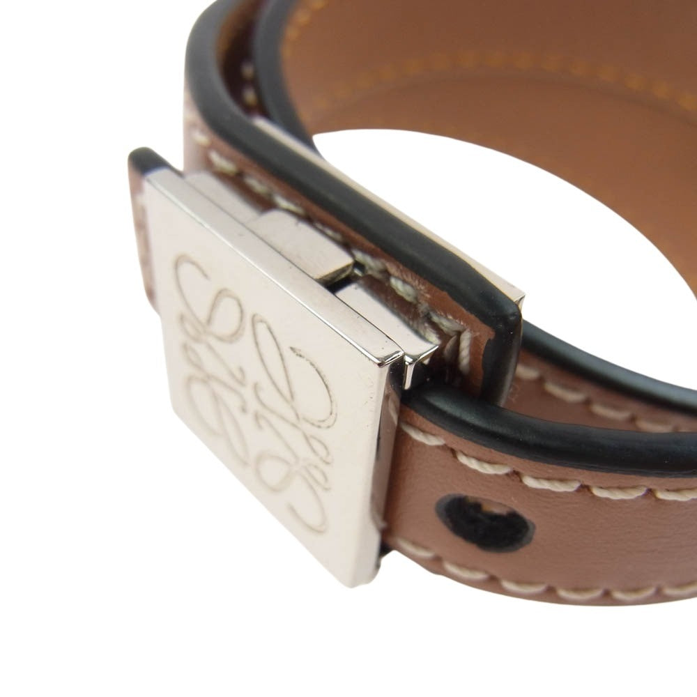 LOEWE ロエベ ダブル レザー ブレスレット ブラウン系【中古