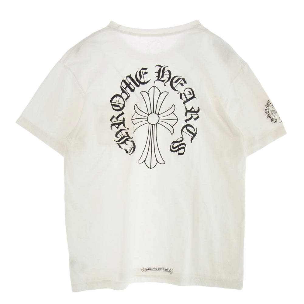 CHROME HEARTS クロムハーツ（原本無） Back Cross Neck Logo Tee バック クロス ネック ロゴ 半袖 Tシャツ ホワイト系 XL【中古】