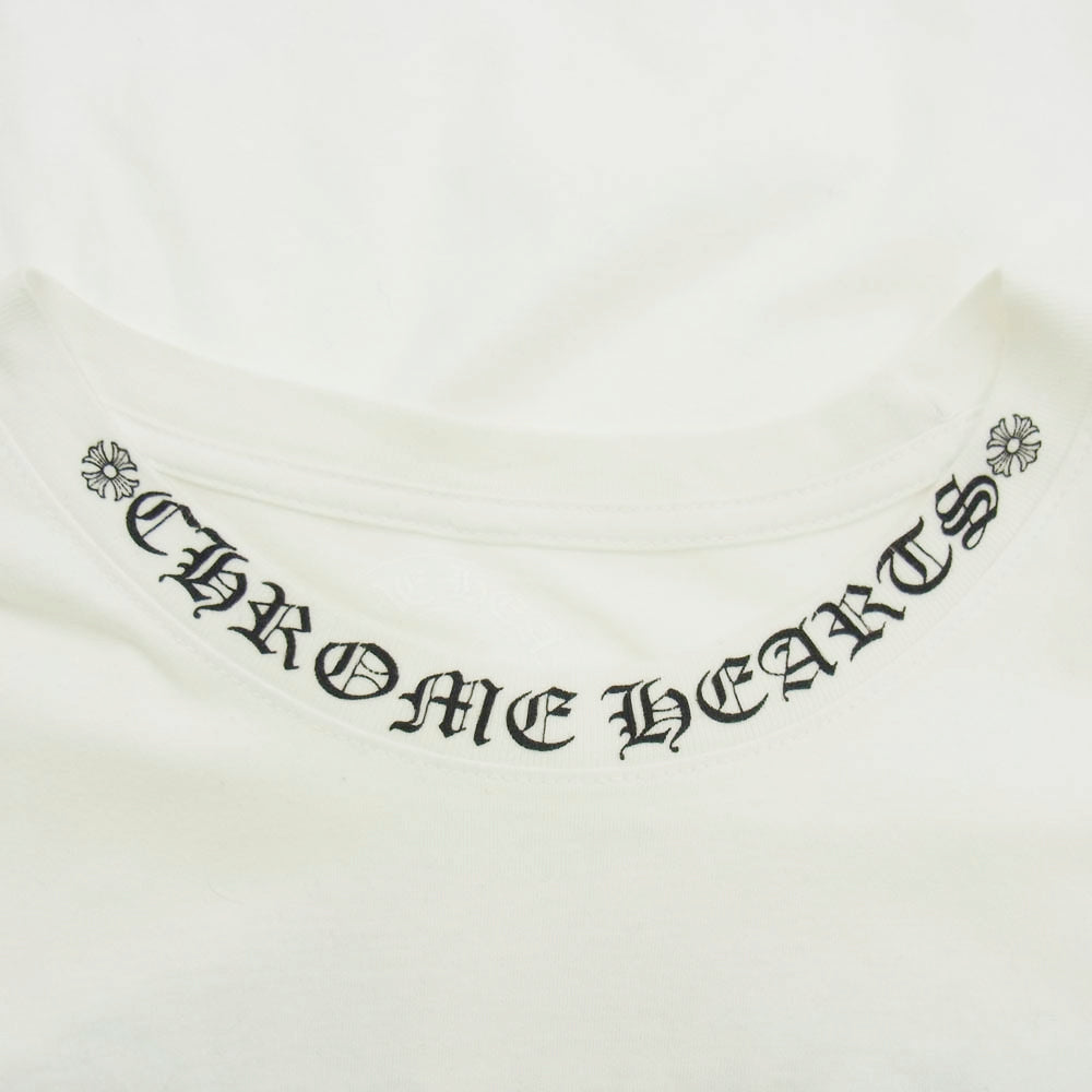 CHROME HEARTS クロムハーツ（原本無） Back Cross Neck Logo Tee バック クロス ネック ロゴ 半袖 Tシャツ ホワイト系 XL【中古】