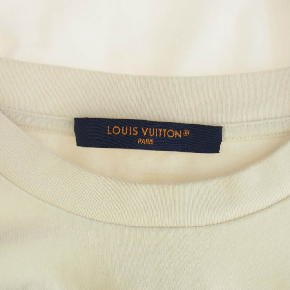 LOUIS VUITTON ルイ・ヴィトン 24SS インターシャグラフィック コットン Tシャツ 全刺繍 半袖 TEE ホワイト系 S【中古】