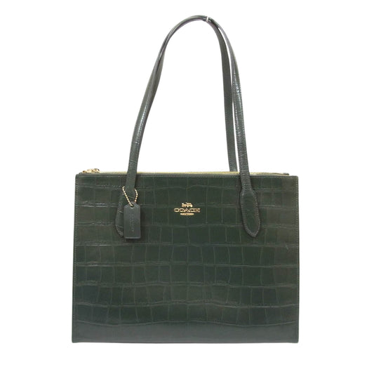 COACH コーチ CL654 クロコ型押し ニーナ トート バッグ グリーン系【中古】