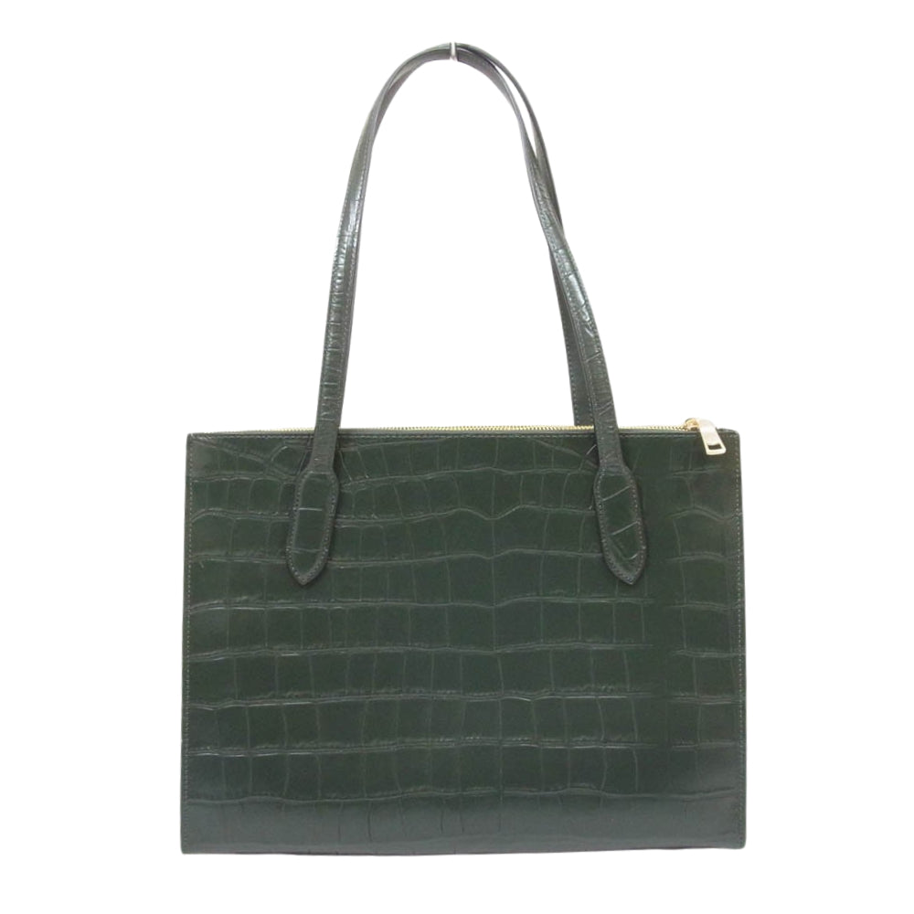 COACH コーチ CL654 クロコ型押し ニーナ トート バッグ グリーン系【中古】