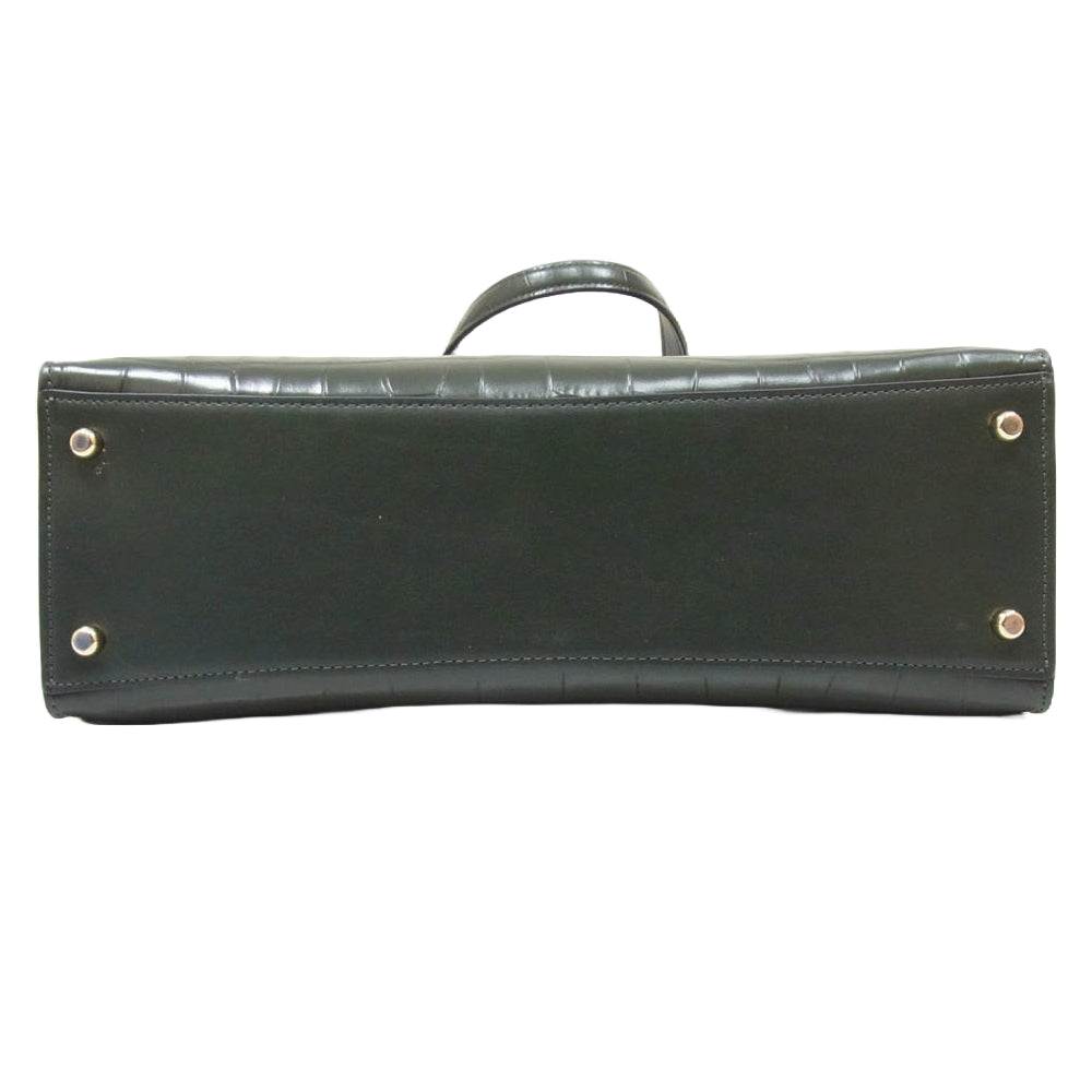COACH コーチ CL654 クロコ型押し ニーナ トート バッグ グリーン系【中古】