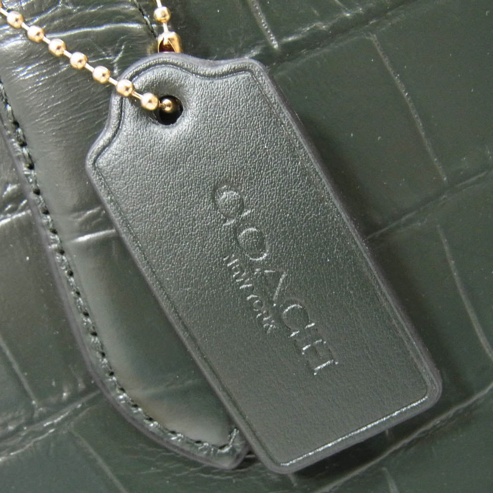 COACH コーチ CL654 クロコ型押し ニーナ トート バッグ グリーン系【中古】