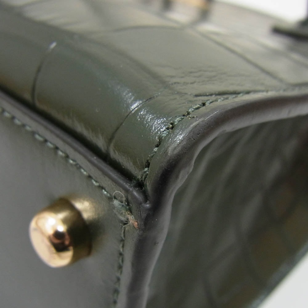 COACH コーチ CL654 クロコ型押し ニーナ トート バッグ グリーン系【中古】