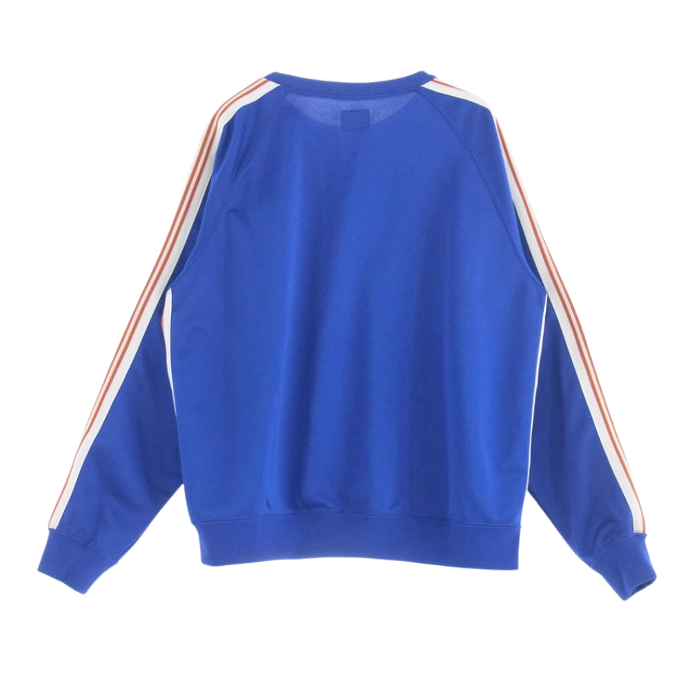 Needles ニードルス LQ476 ロゴ 刺繍 袖ライン クルーネック スウェット トレーナー ブルー系 S【美品】【中古】