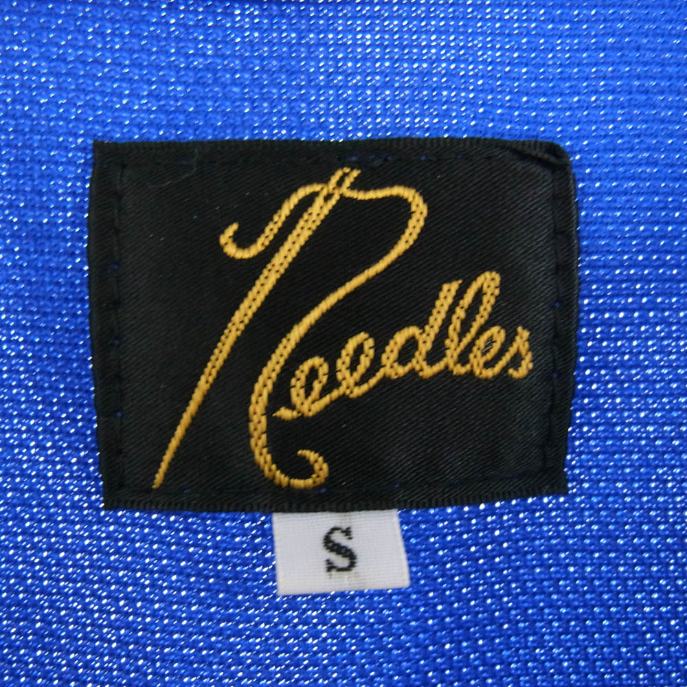 Needles ニードルス LQ476 ロゴ 刺繍 袖ライン クルーネック スウェット トレーナー ブルー系 S【美品】【中古】