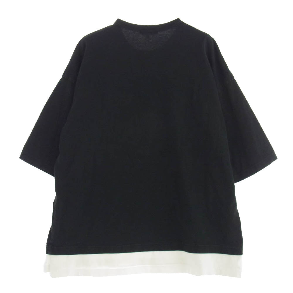 COMME des GARCONS HOMME コムデギャルソンオム HI-T024 AD2021 綿度詰天竺 レイヤード ビッグ 半袖 Tシャツ ブラック系 S【中古】
