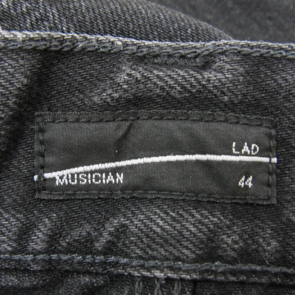 LAD MUSICIAN ラッドミュージシャン 2122-514 TAPERED WIDE PANTS テーパード ワイド ブラック デニム パンツ ブラック系 44【中古】