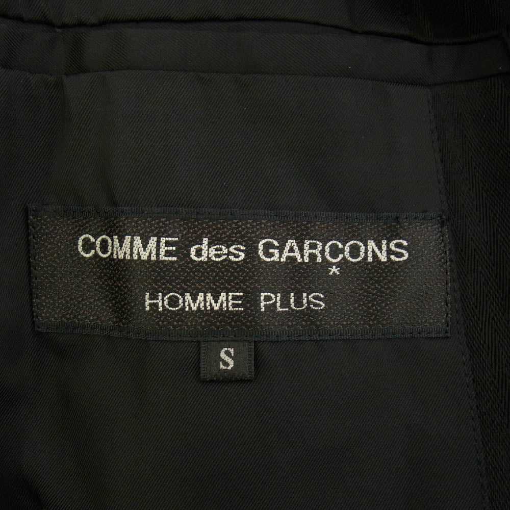 COMME des GARCONS HOMME PLUS コムデギャルソンオムプリュス AD1990 PJ-05006S 90's アーカイブ ヴィンテージプリュス ラペル素材切替 ストライプ セットアップ ダブルテーラード ジャケット テーパード パンツ ブラック系 S【中古】