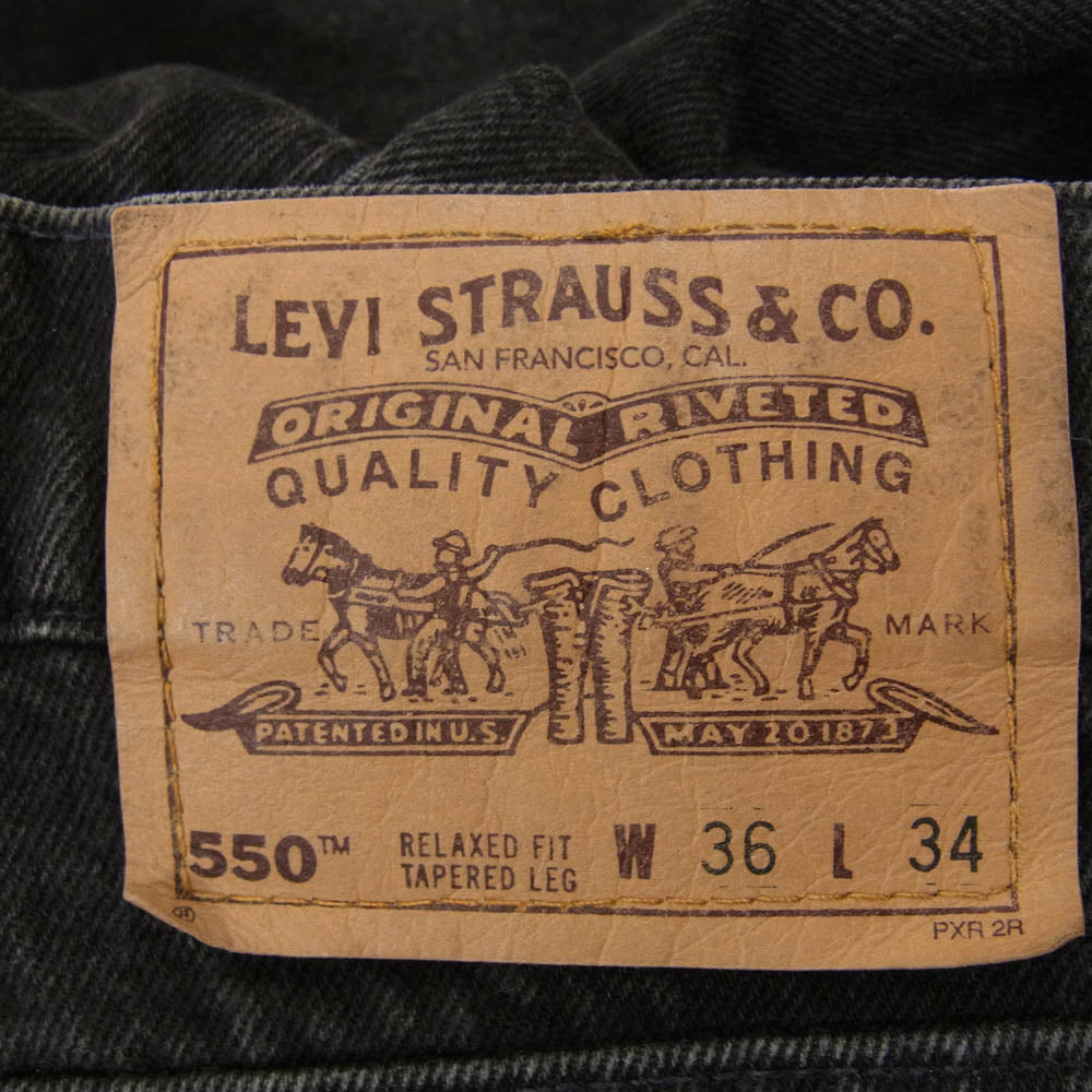 Levi's リーバイス USA製 550 裏刻印585 オレンジタブ ブラック デニム パンツ ブラック系 36【中古】