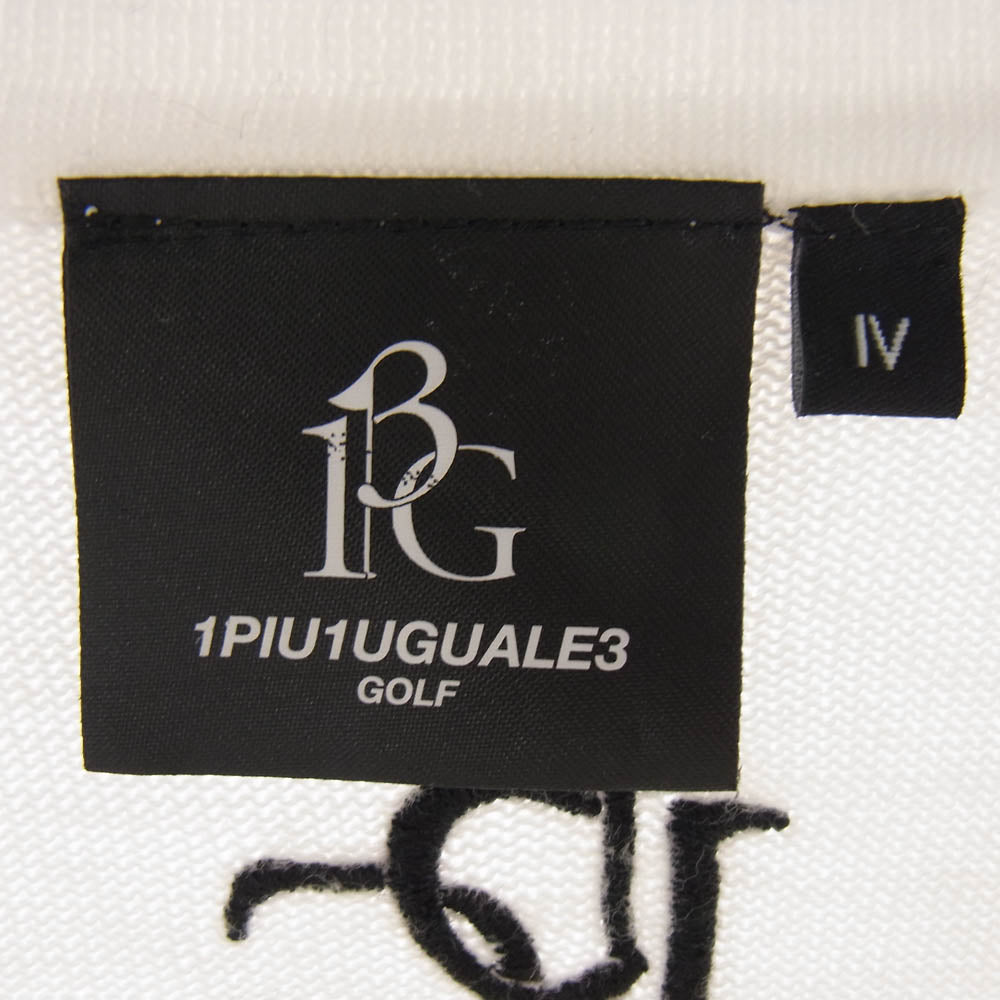 1piu1uguale3 ウノピュウノウグァーレトレ GRK034 COT366 GOLF ゴルフ L/S POLO 折り鶴ロゴ刺繍 長袖 ニット ポロシャツ ホワイト系 IV【中古】