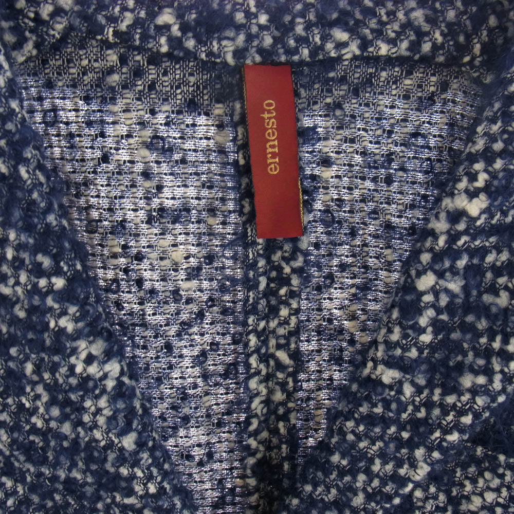 エルネスト CV251311 イタリア製 ブークレメランジ テーラード ジャケット ネイビー系 46【中古】
