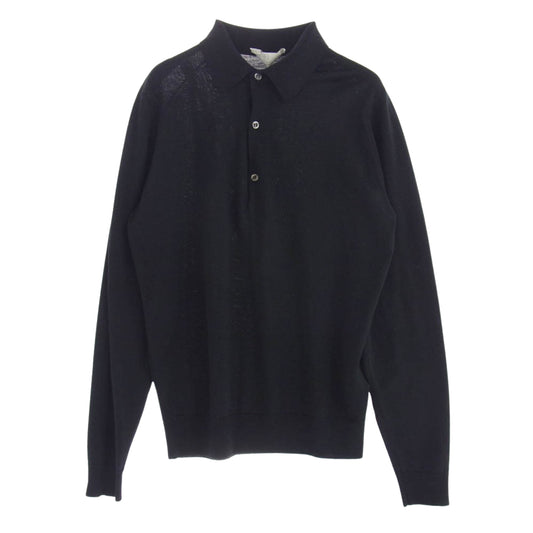 JOHN SMEDLEY ジョンスメドレー BEAMS F 別注 ウール 長袖 ポロシャツ ブラック系 S【中古】