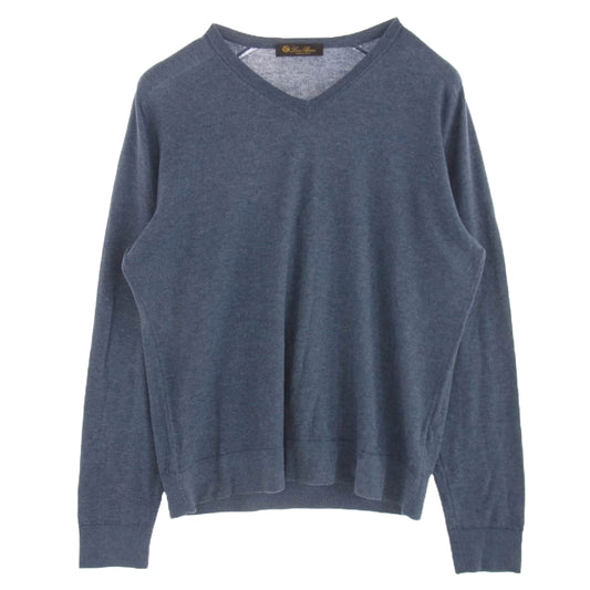 Loro Piana ロロピアーナ カシミヤ Vネック ニット ブルー系 46【中古】